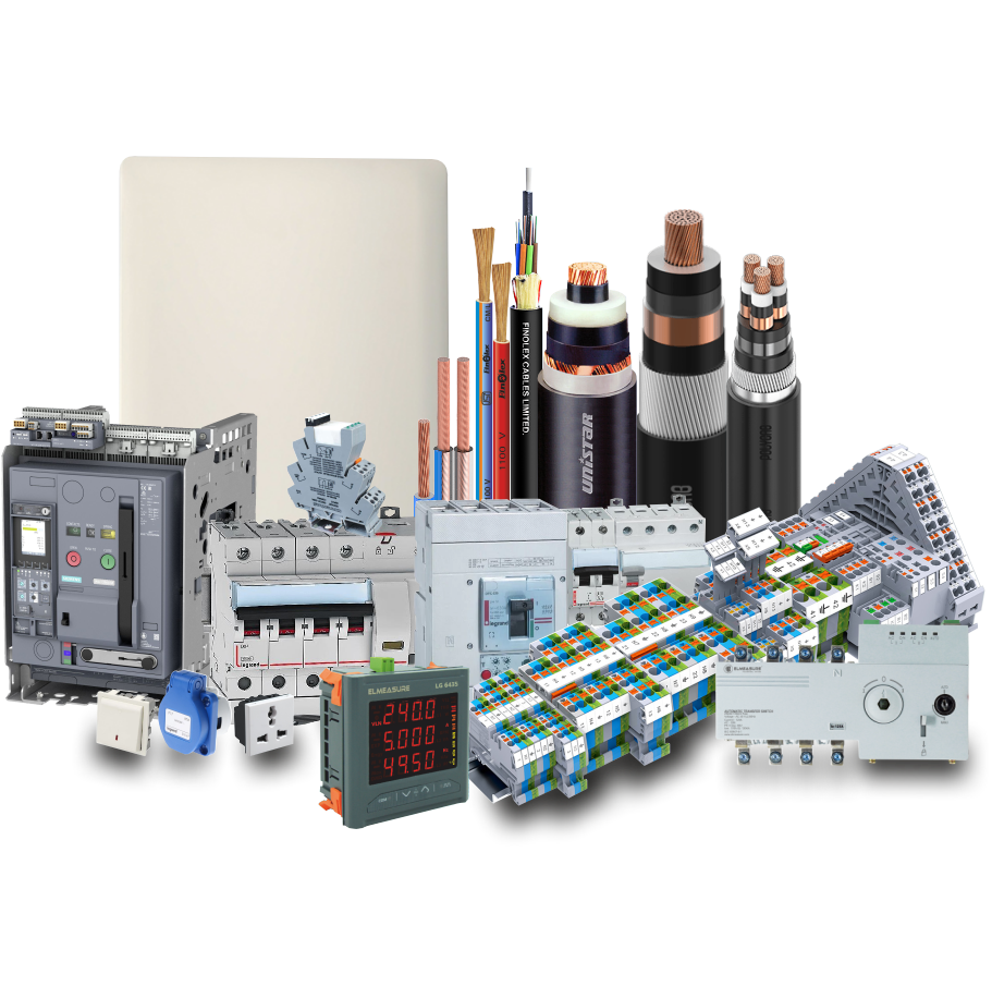 Illustrative industrial electrical cable and components range; conductor material, core count, voltage rating, cross-section and applicable standards confirmed by quotation.