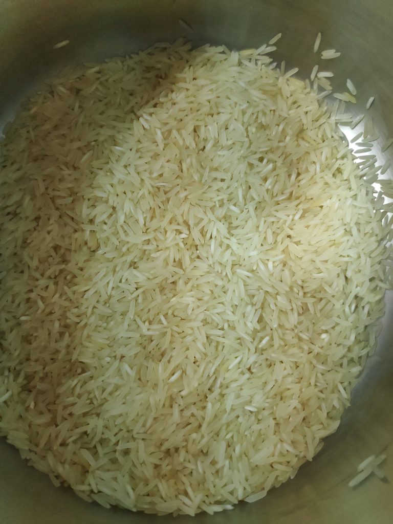 Raw basmati rice grains