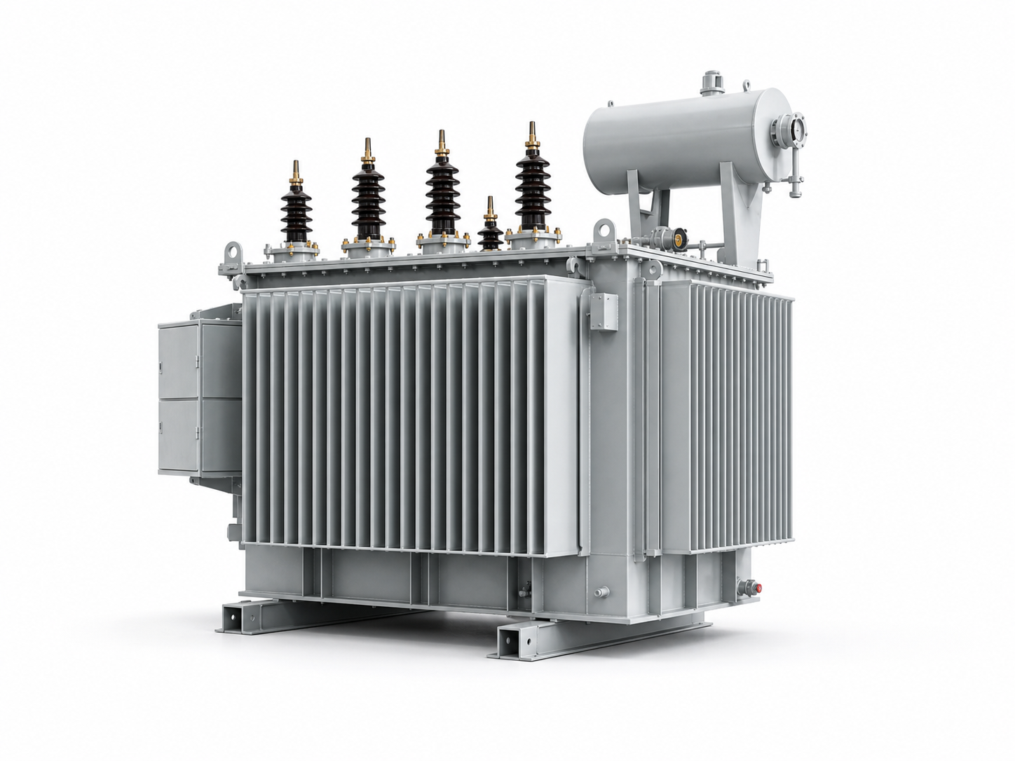 Illustrative industrial power transformer; kVA rating, voltage ratio, phase, winding material, cooling method and standards confirmed by quotation.
